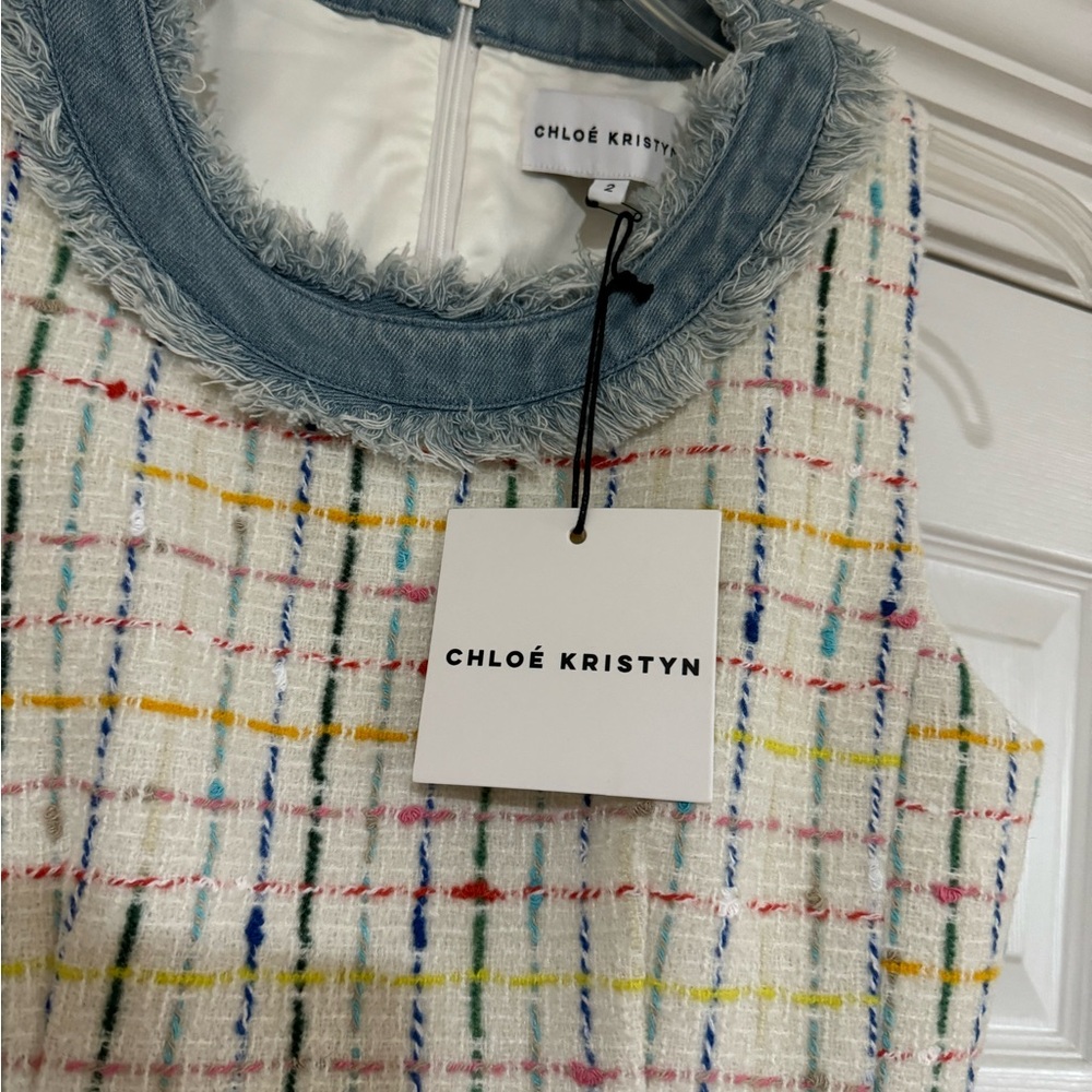 Chloe’ Kristyn White Multi-Tweed Colleen Dress NWT Size 2 Retail $468.00 - Picture 7 of 11